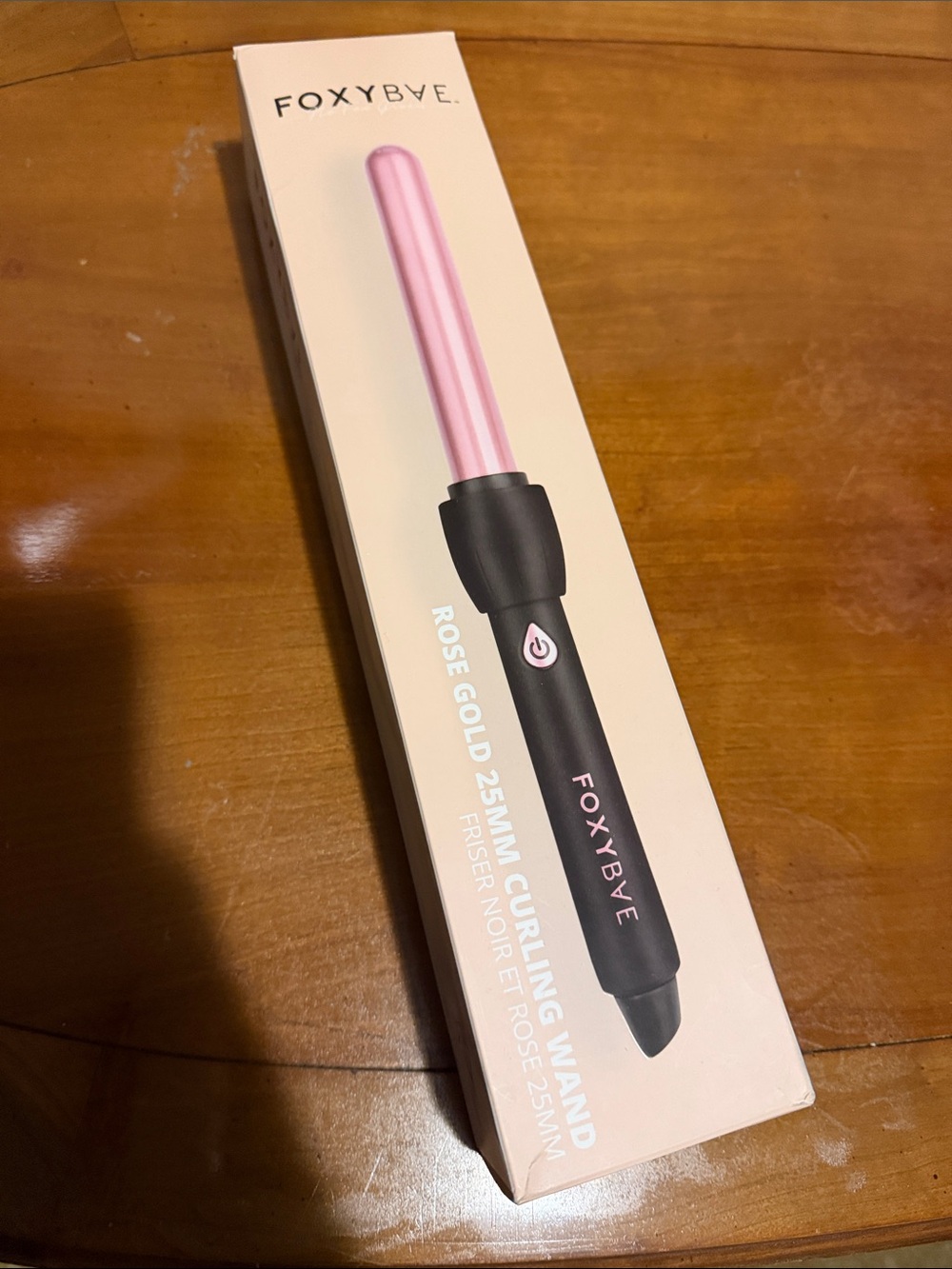 FOXYBAE Rose Gold 25mm Curling Wand — Pink Barrel, Black Handle